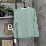 Charter Club Womens Knit Long Sleeve Pajama Shirt Top Winter Tree Toss Green S