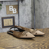 A New Day Camille Satin Slingback Bow Flats 94648295 Brown 8.5M