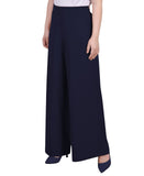 Ny Collection Womens Petites Office Mid-Rise Palazzo Pants PITP0023 Navy Blue PM