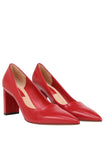 Franco Sarto Giovanna Pointed Toe Pumps Block Heel Cherry Red Leather 9.5M