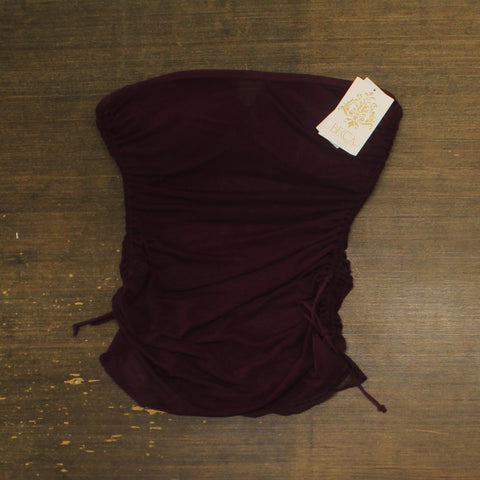 Becca Womens Muse Mixed-Media Bandeau Tankini Swim Top 733557 Aubergine Purple L