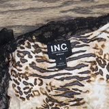 INC International Concepts Shortie Pajama Set Woven 2-Piece Mixed Animal Brown S