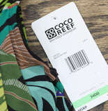 Coco Reef Mesh Tropical Asymmetric Tankini Swim Top Black / Multi 34DD