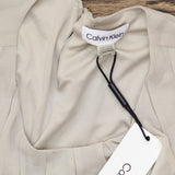 Calvin Klein Womens Chiffon Pleated Blouse Shirt Top SFBTH79A Khaki Brown S