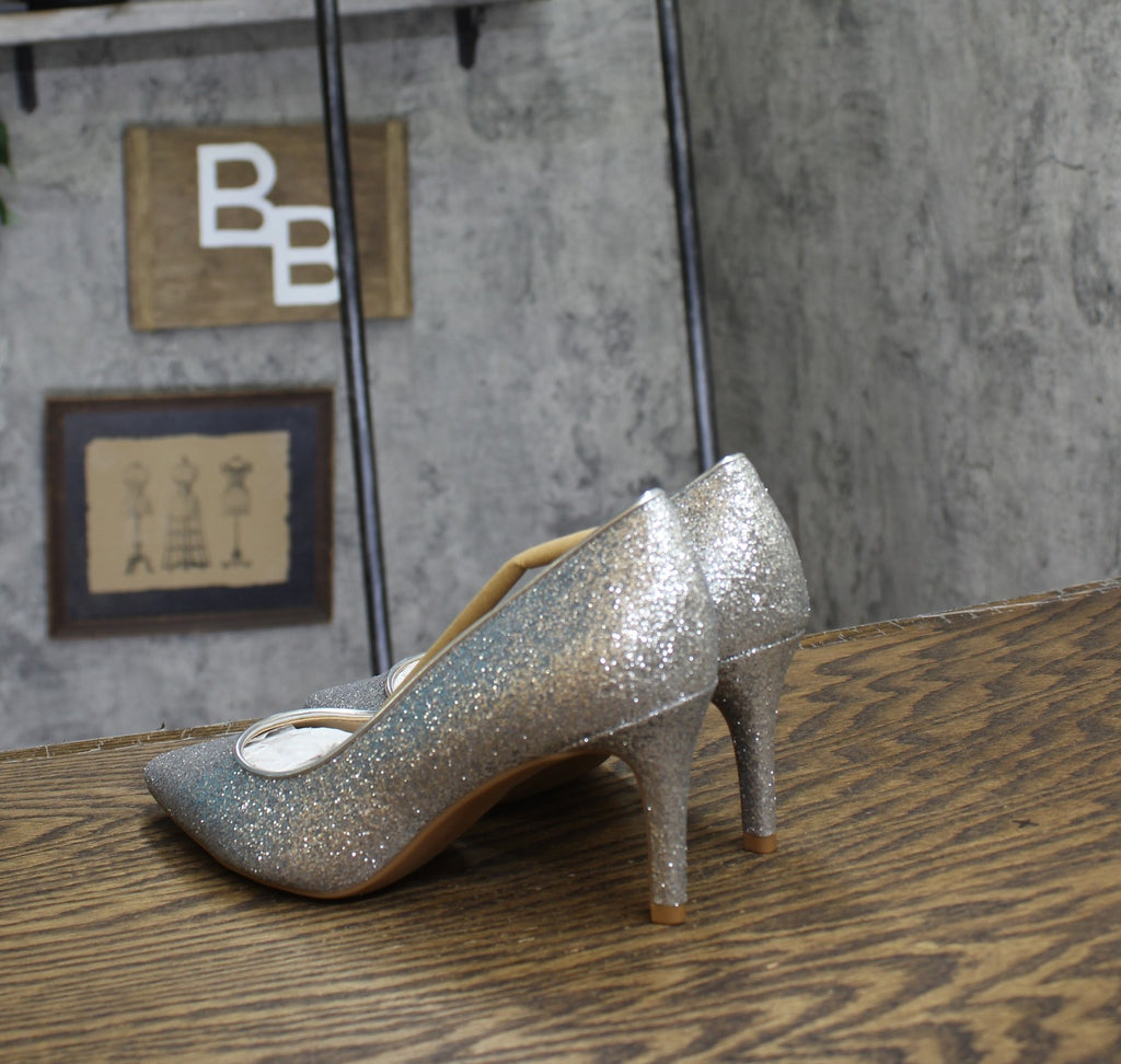 On 34th Womens Jeules Pointed-Toe Slip On Pumps 10018690000 Silver Glitter 5.5M