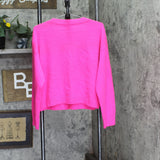 Aqua Womens Button Front Sweater Cashmere V-Neck Cardigan V10337 Neon Pink L