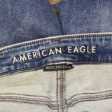 American Eagle Womens Distressed Hi-Rise Denim Jegging Blue See Measurements