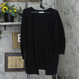 Keren Hart Womens Ribbed Stretch Open Front Knit Cardigan Black XL