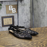 A New Day London Lace Slingback Bow Flats 94303523 Black 7M