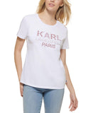 Karl Lagerfeld Paris Womens Embellished Logo T-Shirt L2WHA004