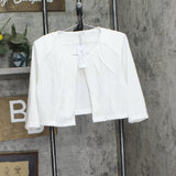 Ny Collection Petite Two Piece Jacket and Dress Set PNY9115 White 14P