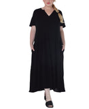 Raviya Short-Sleeve Textured Cover Up Dress 76672X Black 2X