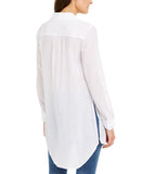 INC International Concepts Tab Long Sleeve Collared Tunic Blouse Bright White M