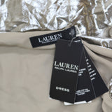 Lauren Ralph Lauren Chiffon One-Shoulder Gown Pewter Brown Silver Foil 10