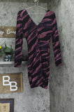 Siena Womens Metallic Side-Twist Long Sleeve Faux Wrap Mini Dress Purple Multi 8