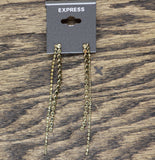 Express Womens Asymmetric Drop Chain Dangly Earrings Gold Yellow 3.25"