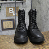 FitFlop Womens F-Mode Leather Lace-Up Flatform Ankle Combat Boots All Black 7.5M