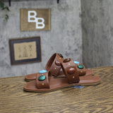Universal Thread Sarai 2-Band Stone Stud Slide Sandals 94822821 Brown 7M