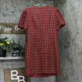 Jessica Howard Womens Petite Tweed Embellished Shift Dress Red / Gold 12P