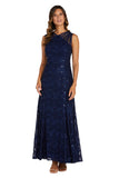 R&M Richards Womens Sleeveless Sequin Lace Mermaid Gown 3198 Navy Blue 16