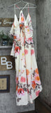 City Chic Size Wrap Cold Shoulder Maxi Dress Bashful Bloom Ivory White Multi 14W