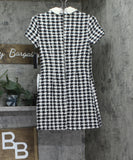 City Studio Womens Tweed Pearl Embellished Collar Cocktail Dress Black / White 0