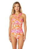 Anne Cole One-Piece Swimsuit with Twist Shirred Design Pink Tie Dye Foulard 8