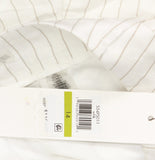 Calvin Klein Womens Pinstriped Pleated Pants Linen Blend Lined White / Khaki 14