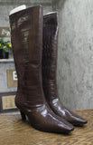 INC International Concepts Mid-Heel Knee High Boots Kitten Heel Brown Croc 12M