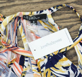 Studio by JPR Leg Scoop Neck Keyhole Self Tie Faux Wrap Cropped Jumpsuit Blue S