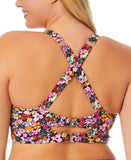 Salt + Cove Trendy Plus Size Ditsy-Print Underwire Bikini Top Black Multi 0X