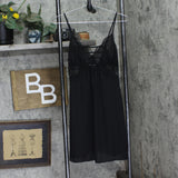 INC International Concepts Lace Bodice Chiffon Short Chemise Nightgown Black S