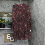 Taylor Womens Petite Long-Sleeve Chiffon Dress 3109P Crimson / Black 6P