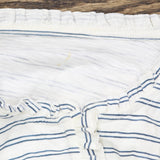 Womens Ruffle Trim Knit Shirt Top White Blue Striped See Measurements