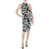 Rachel by Rachel Roy High-neck Back zip Fitted Midi Dress Black Bouquet XL