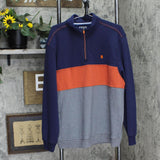 IZOD Mens Colorblock 1/4 Zip Pullover Fleece Sweatshirt Blue / Gray / Orange XL
