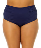 Anne Cole High-Waist Shirred Bikini Bottom Navy Blue 18W