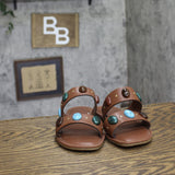 Universal Thread Sarai 2-Band Stone Stud Slide Sandals 94822821 Brown 7M
