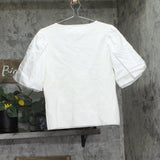 T Tahari Womens Knit Mixed Media Blouson Top THF53035 White XL