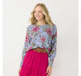 Lc Lauren Conrad Womens Floral Print Crewneck Sweater WL23S015RP
