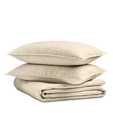 Sky Pickstitch 3-Piece Cotton Coverlet Set 100138173FQ Khaki Brown Full / Queen