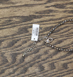 Chico's Beaded Opera Long Necklace with Pave Focal Bead Gray 32" + 5"