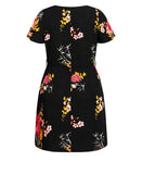 City Chic Womens Trendy Plus Size Beloved Floral Mini Dress Black Multi 20W