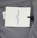 Officine Generale Regular Fit Button Up Camp Cuban Textured Shirt Iron Gray L