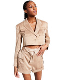 Jeannie Mai X INC International Concepts Utility Blazer Jacket Natural Brown M