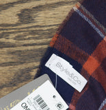 Style & Co. Womens Tartan Plaid Scarf Fringe SC9542501 Navy Blue Multi
