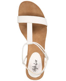 Style & Co. Mulan Wedge Slip On Open Toe Textured Elastic Sandals White 6.5M