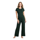 Auden Womens Pointelle Short Sleeve Shirt Pajama Set 94651989 Green S