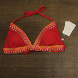 Becca Delilah Halter Aztec Bikini Swim Top 613157 Fire Red Multi D