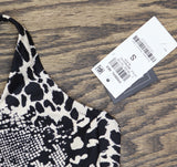 Bar III Womens Printed Lace-up Sweetheart Bikini Top MBPM25145 Black Multi S